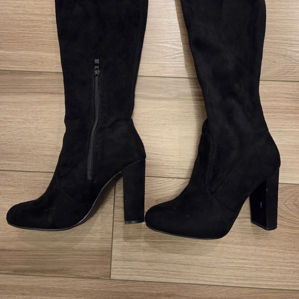 Jacobies Black Over-the-Knee Faux Suede Boots Size 8